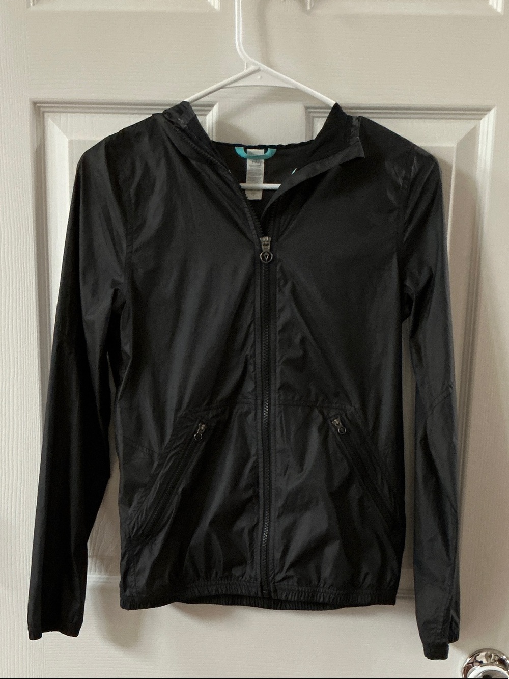 Ivivva Black Hooded Lightweight Rain Jacket